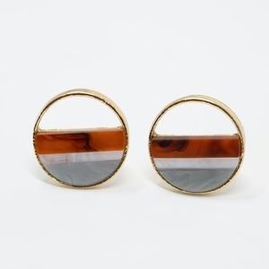 Deco tortoise geometric acrylic earrings hoop gold